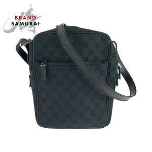 GUCCI black GG canvas shoulder bag